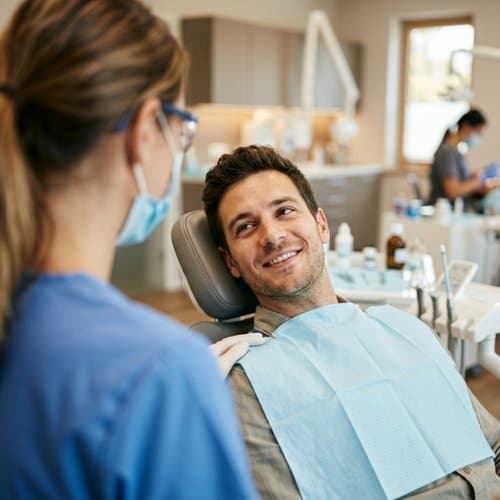 Patient relaxed in the dental chair with a caring provider—emergency dental care in Tracy, CA